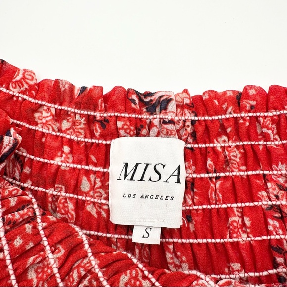 MISA Los Angeles Darla Off the Shoulder Dress Red Paisley - Picture 8 of 16